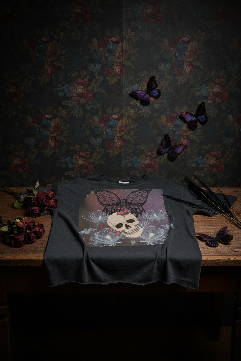 Women's Skull & Butterfly Vintage Tee